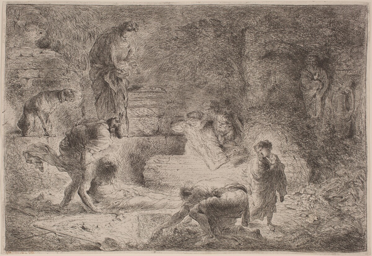 Tobit Burying the Dead by Giovanni Benedetto Castiglione