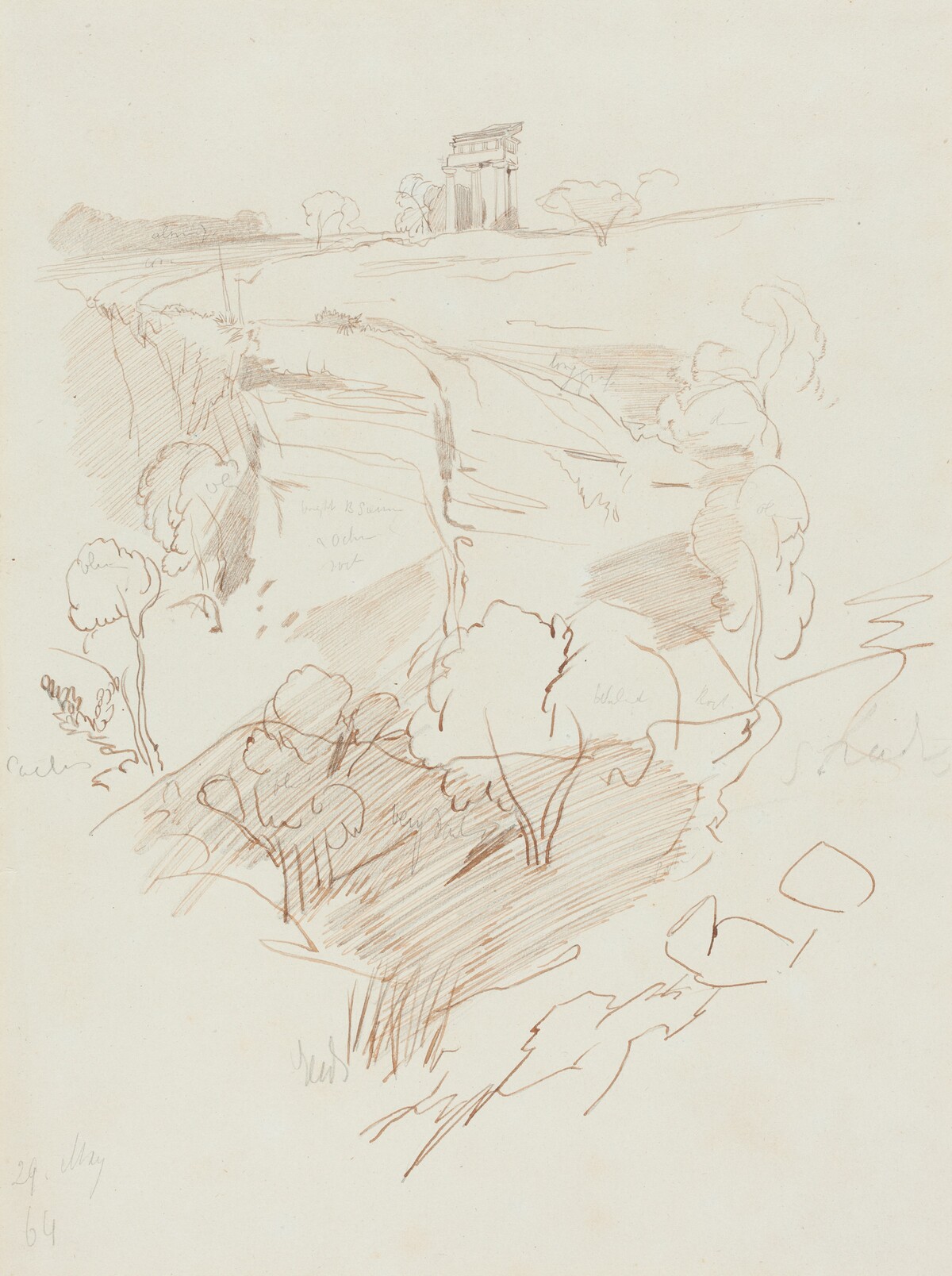 Ruined Temple on a Hill by Edward Lear