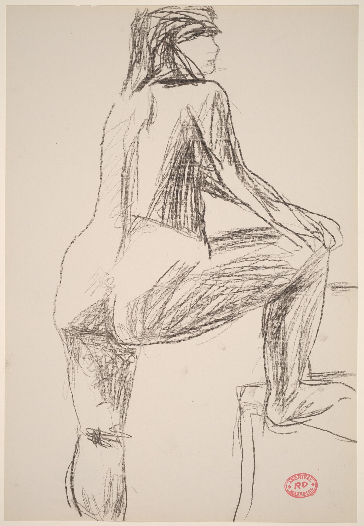 Untitled [female nude with right foot on chair] by Richard Diebenkorn