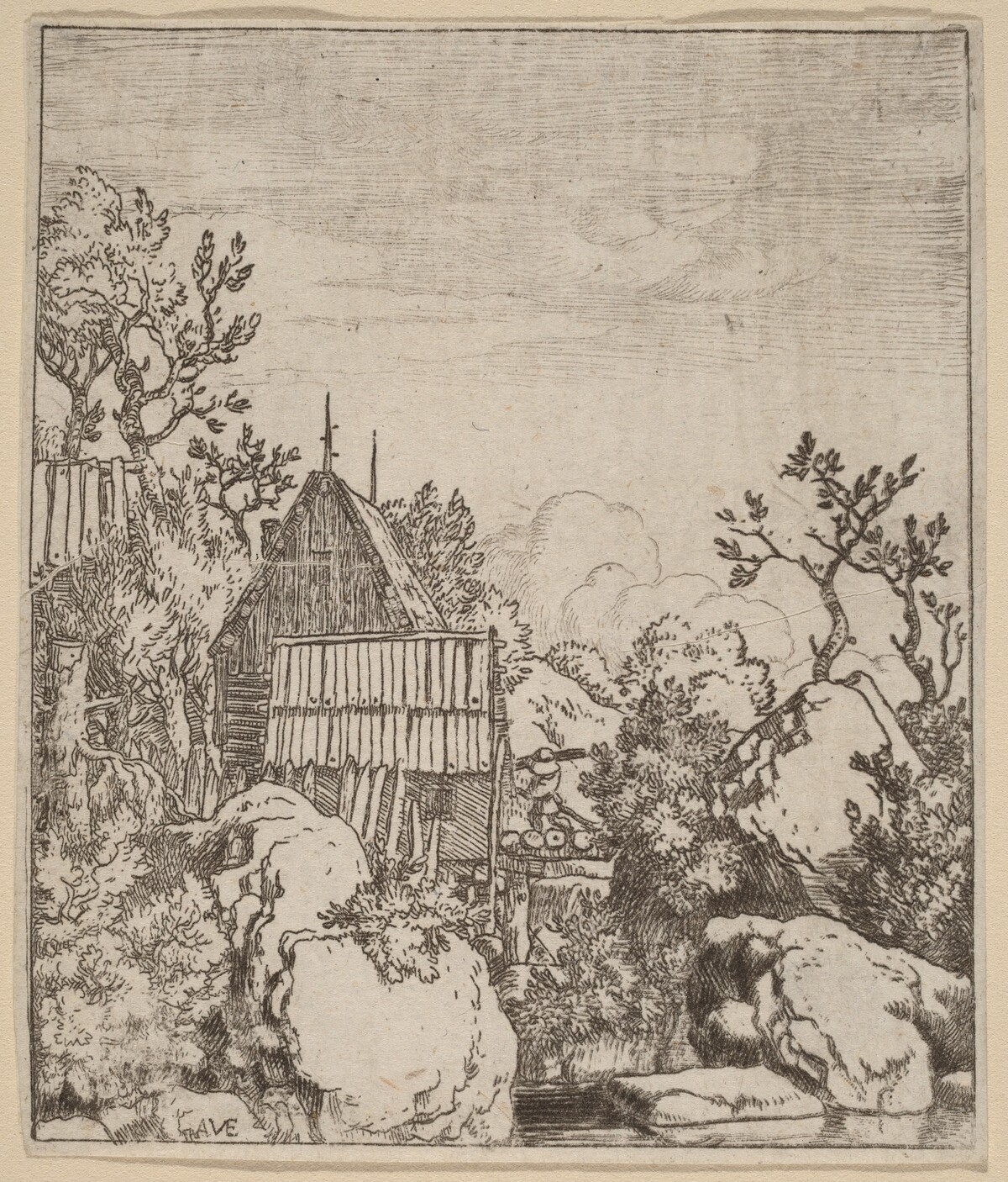 Man on a Small Wooden Bridge by Allart van Everdingen