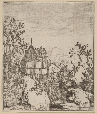 Man on a Small Wooden Bridge