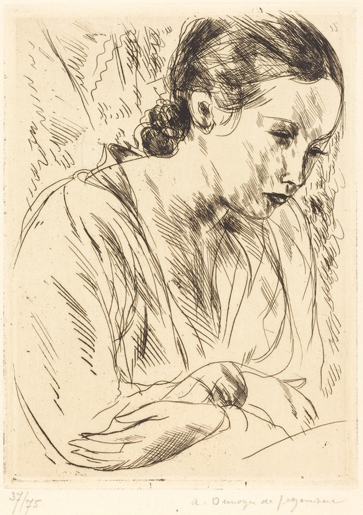 Fernande with Arms Crossed, Large Plate (Fernande les mains croisees (grande planche) by André Dunoyer de Segonzac
