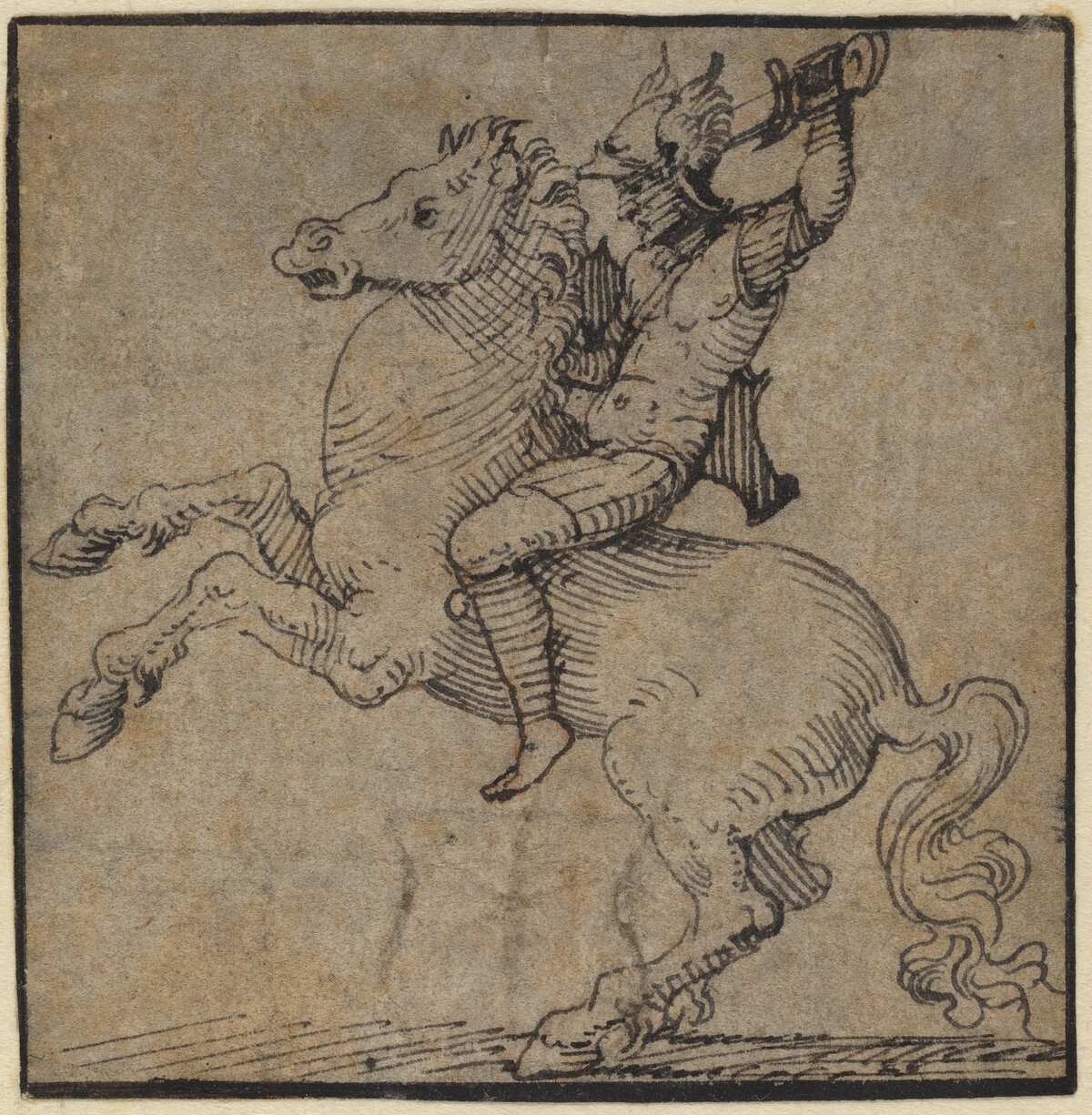 Warrior in Renaissance Armor on a Rearing Horse by Workshop of Peter Vischer the Younger