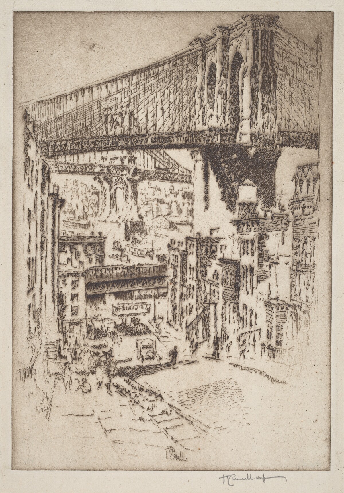 The Bridges, from Brooklyn by Joseph Pennell