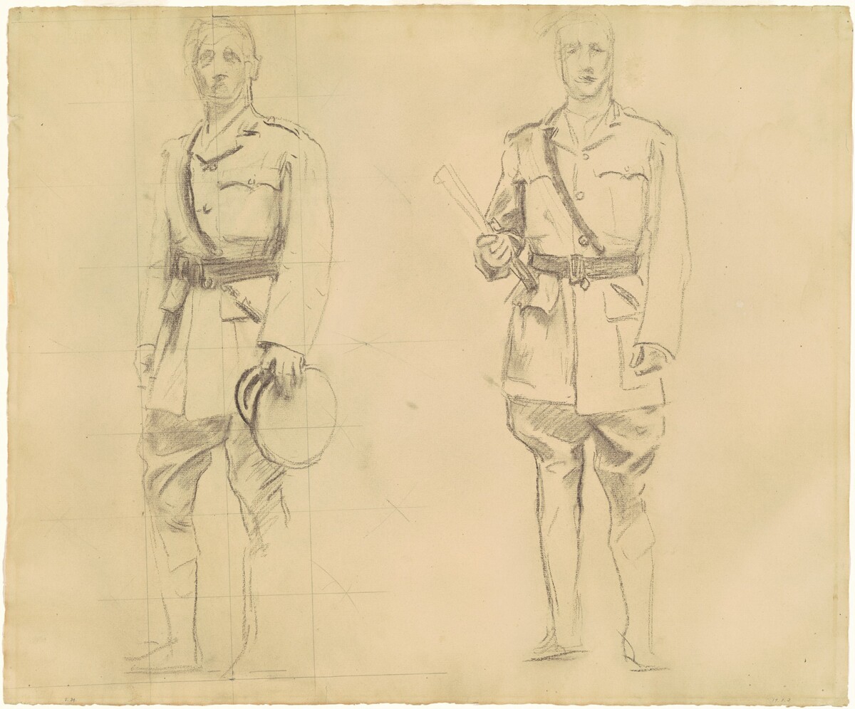 Studies of Generals Plumer and Haig for "General Officers of World War I" [recto] by John Singer Sargent