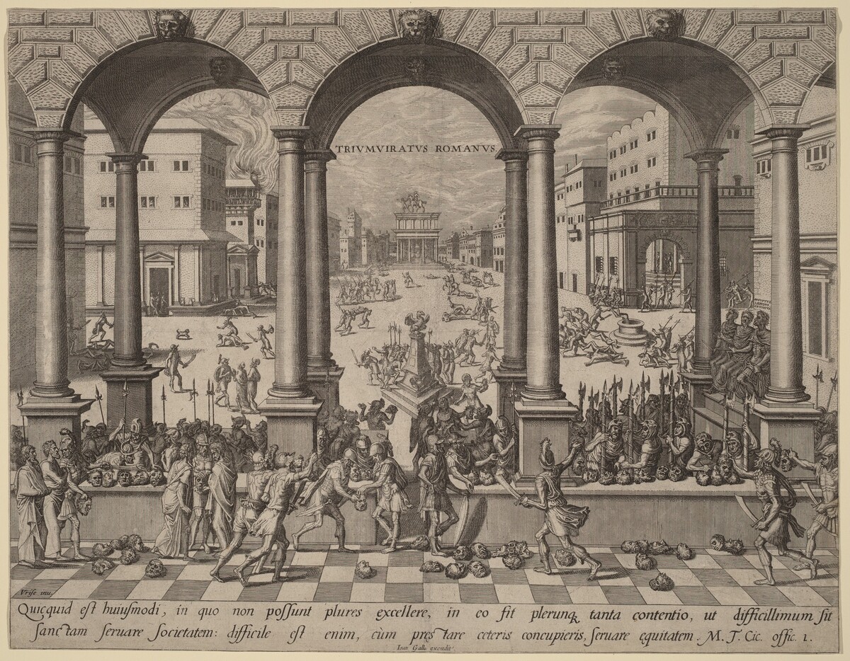 The Massacre under the Roman Triumvirate by after Hans Vredeman de Vries