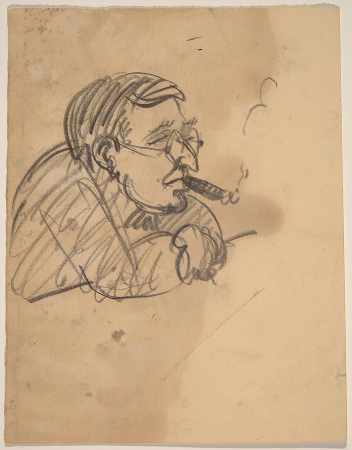 Caricature of a Man Smoking a Cigar by Alfred Bendiner