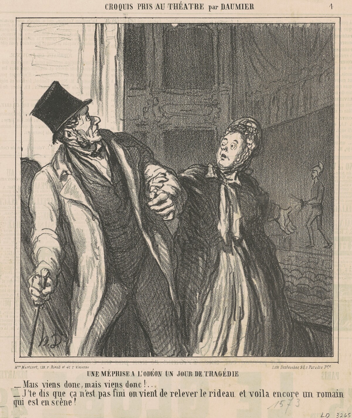 Une méprise a l'odéon ... by Honoré Daumier