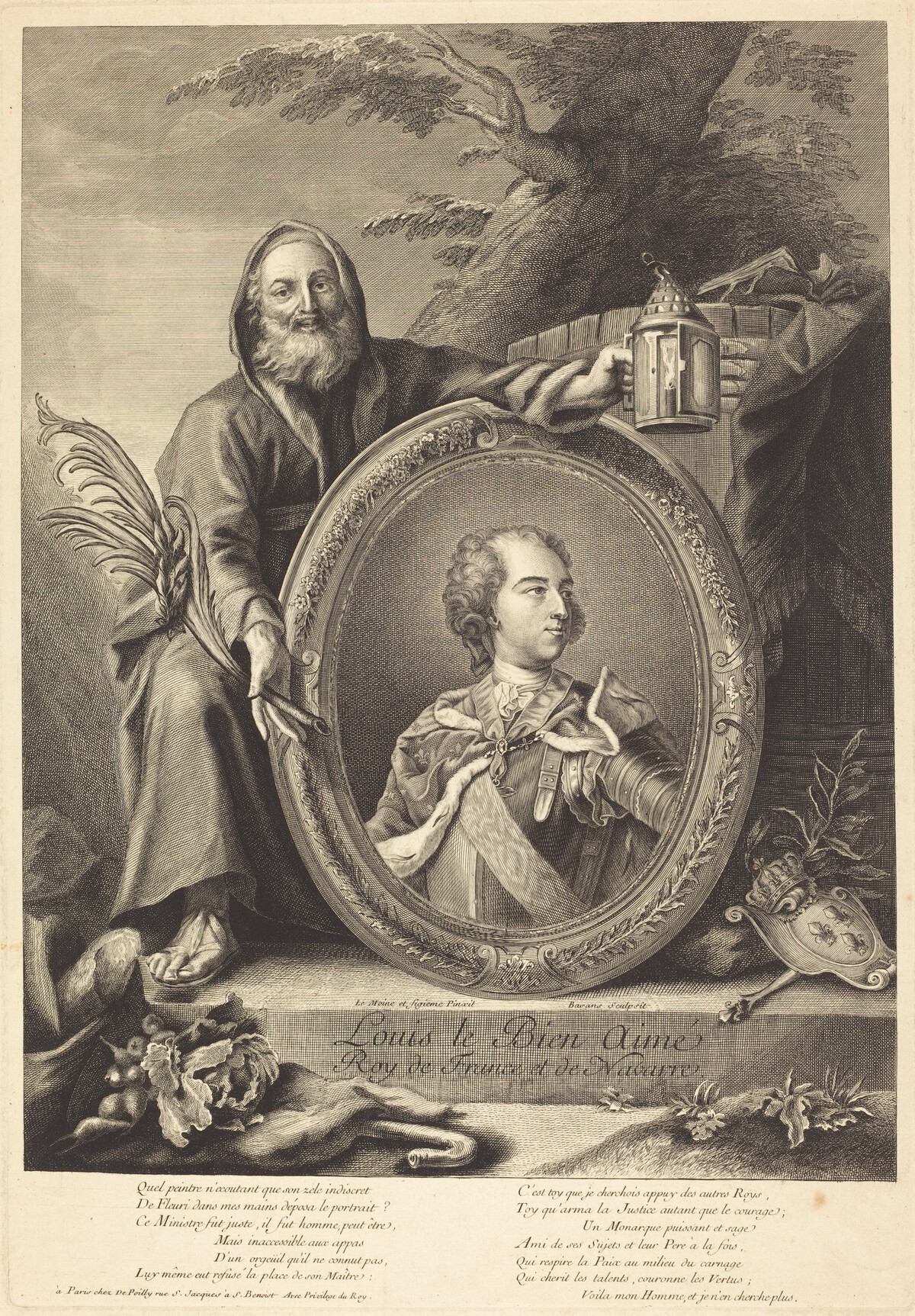 Louis le Bien Aime by Pierre-François Basan after Jean-Baptiste Lemoyne II