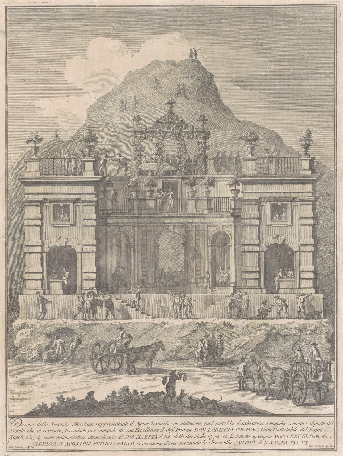 The Seconda Macchina for the Chinea of 1778: A Dwelling near Monte Testaccio by Giuseppe Vasi, after Giuseppe Palazzi