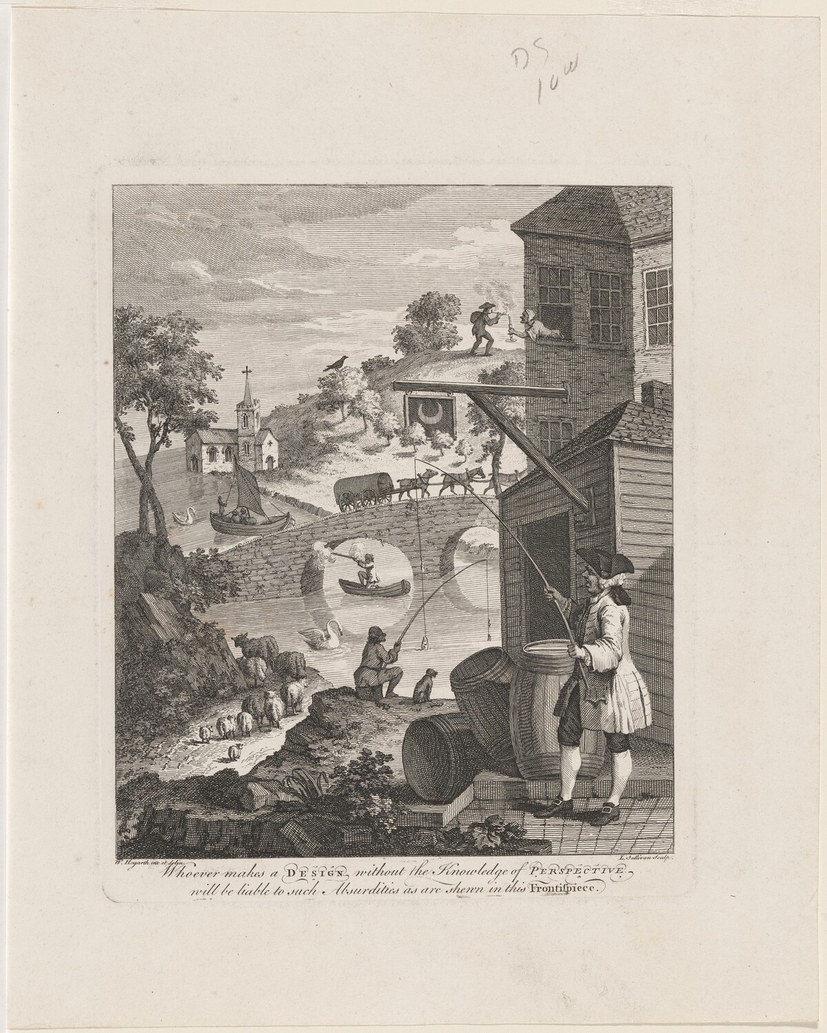 Satire on False Perspective by Luke Sullivan, after William Hogarth
