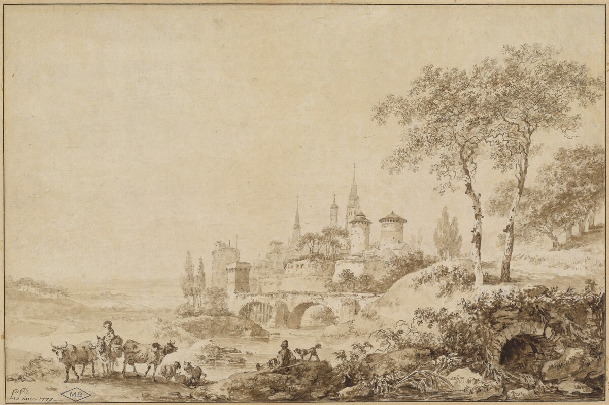 Shepherds in a Landscape before a Fortified Town by Jean-Baptiste Le Prince