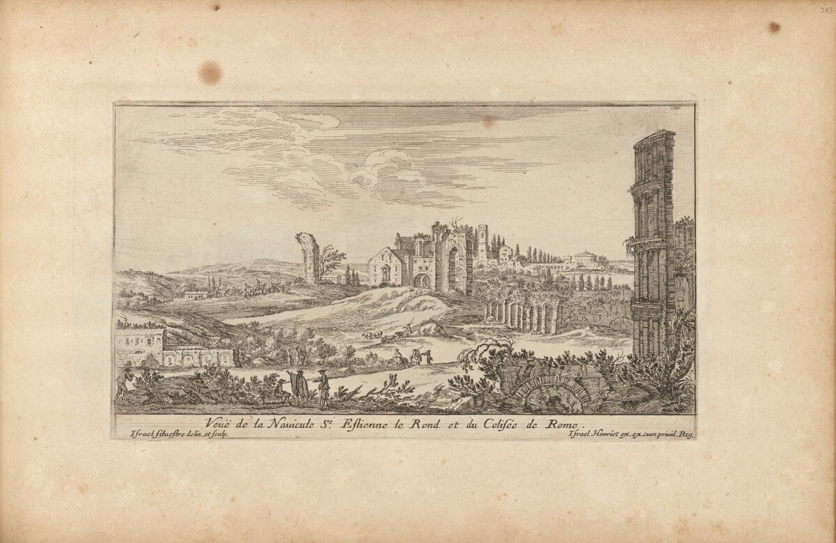 Veuë de la Navicule St. Estienne le Rond et du Colisée de Rome by Israël Silvestre