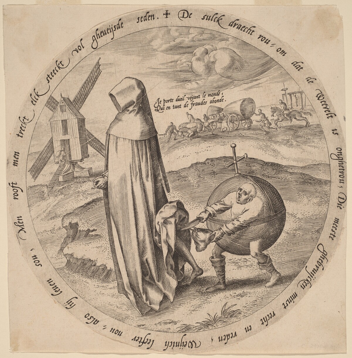 The Misanthrope Robbed by the World by Johan Wierix after Pieter Bruegel the Elder