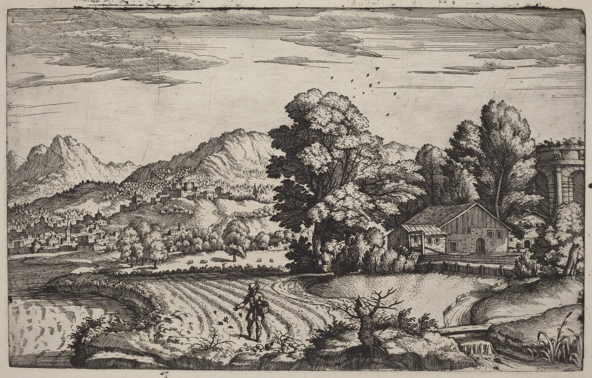 Mountainous Landscape with the Parable of the Sower by Giovanni Battista Fontana