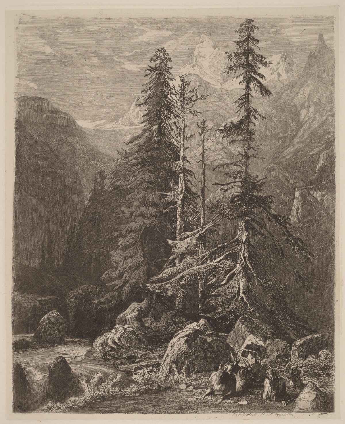 Essais de gravure à l'eau forte par Alexandre Calame, I, pl. 21 by Alexandre Calame