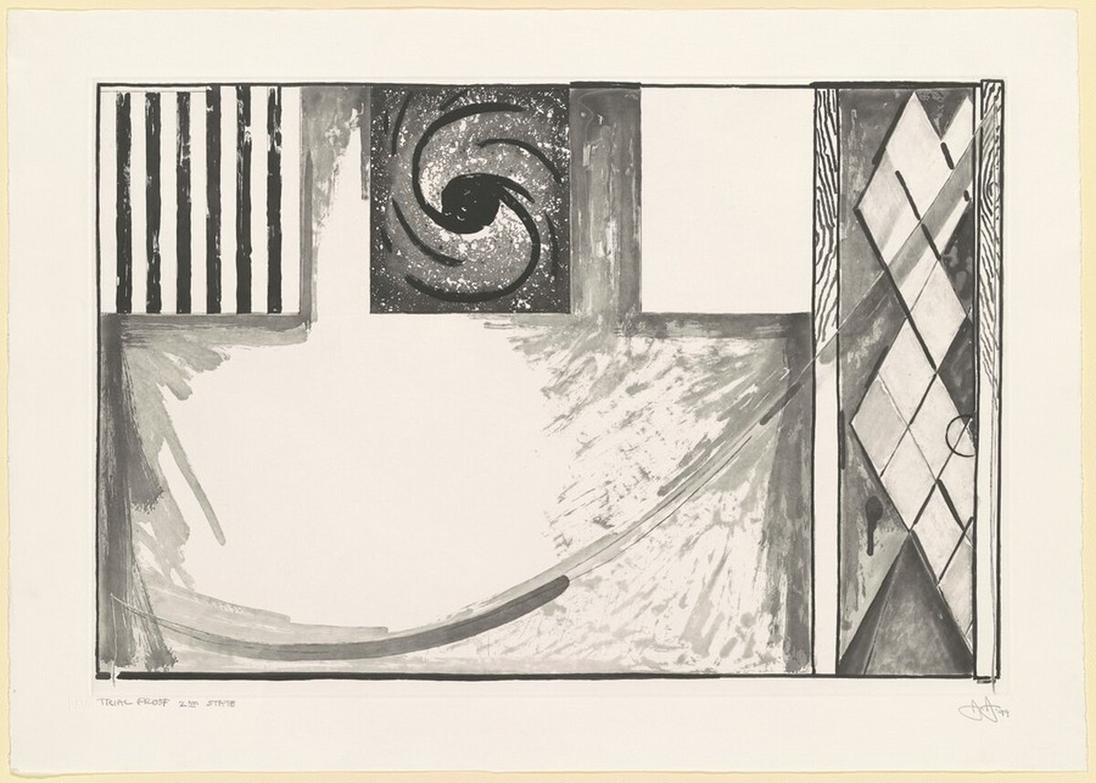 Untitled (Embassies) [trial proof of 2nd state] by Jasper Johns