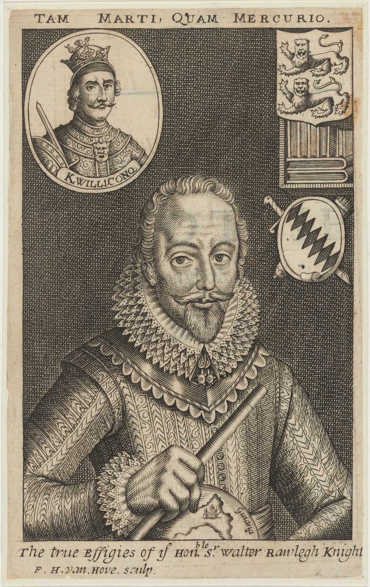 Sir Walter Raleigh by Frederik Hendrik van den Hove after Simon de Passe