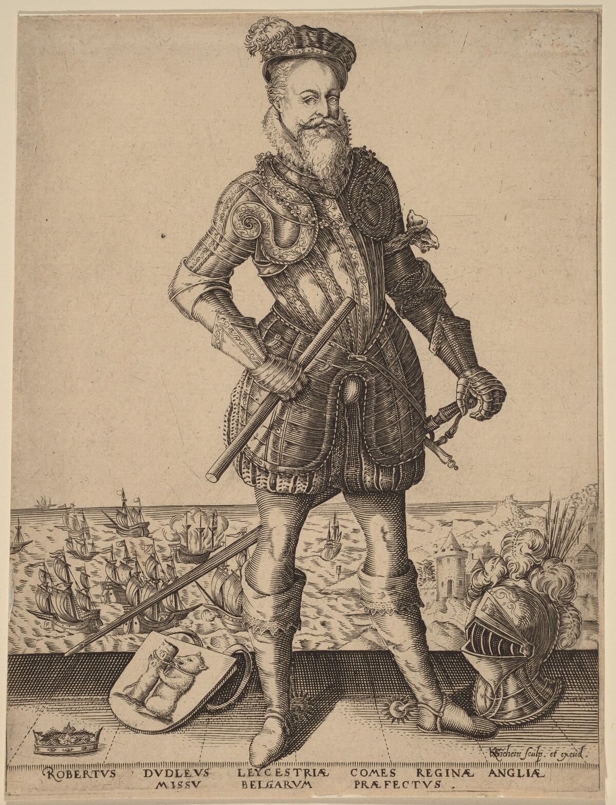 Robert Dudley, Earl of Leicester by Karel van Sichem after Christoffel van Sichem I