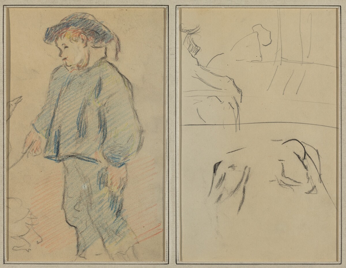 Breton Boy Tending Geese; Cows and a Figure Leaning on a Ledge [verso] by Paul Gauguin