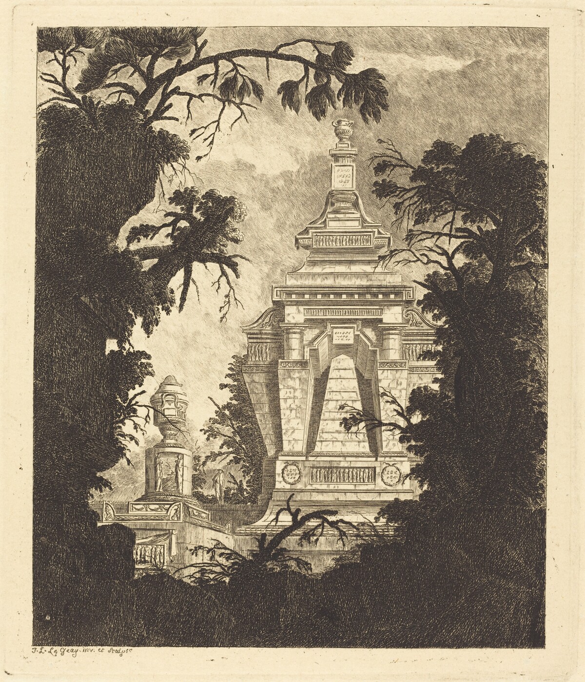 Tomb with Funerary Urn by Jean-Laurent Legeay