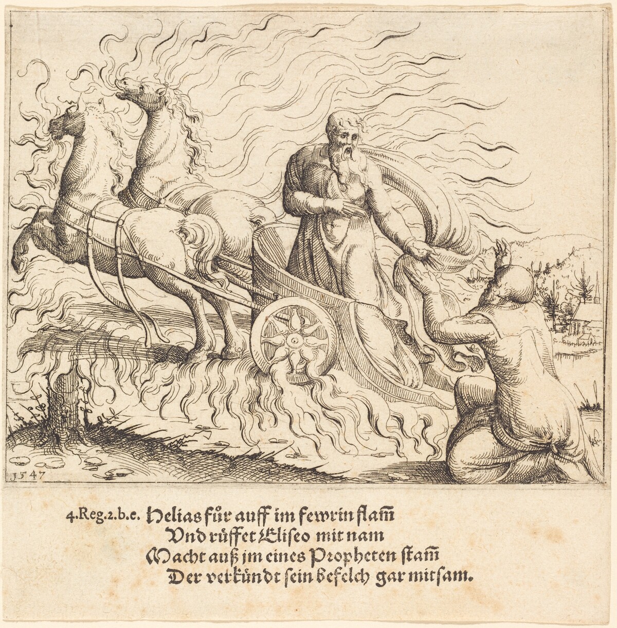 Elijah is Taken up to Heaven by Augustin Hirschvogel