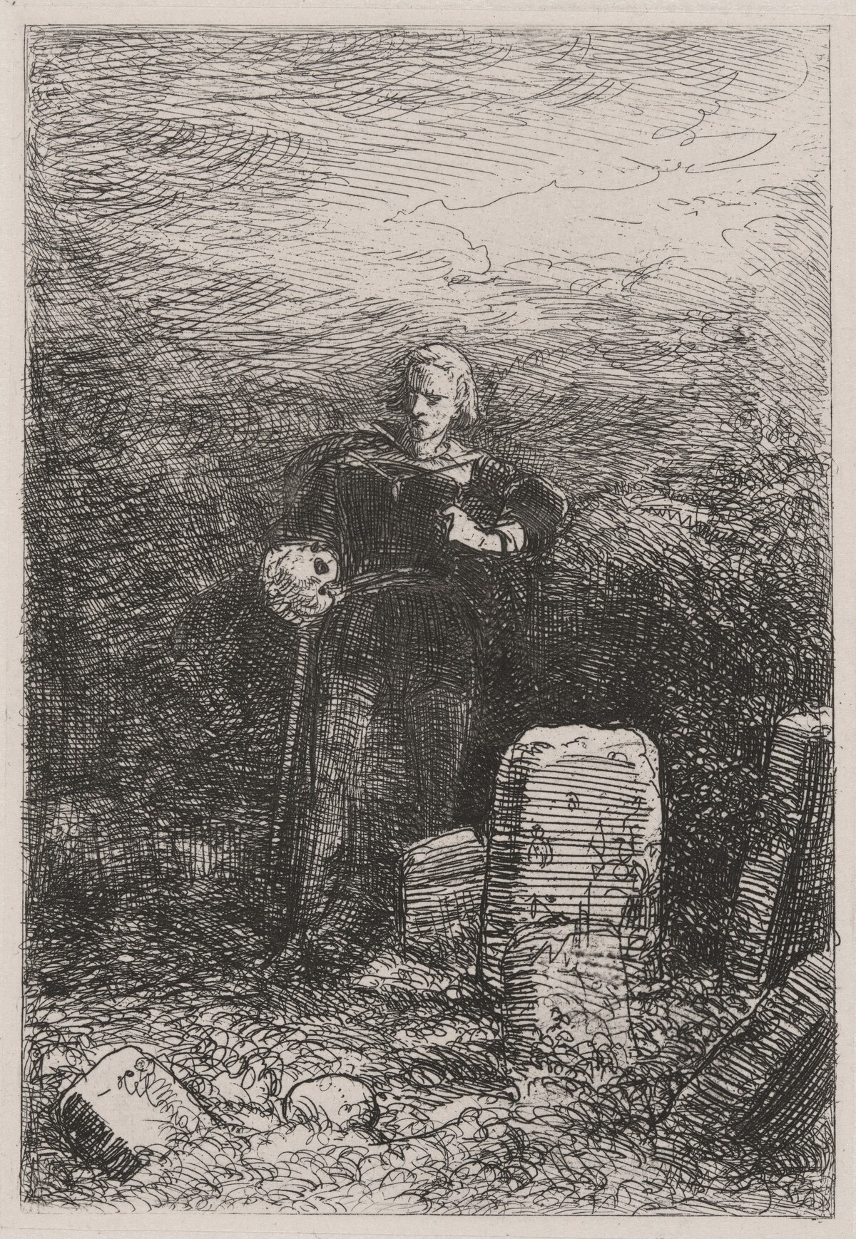 Hamlet with Yorick's Skull by Caspar Johann Nepomuk Scheuren
