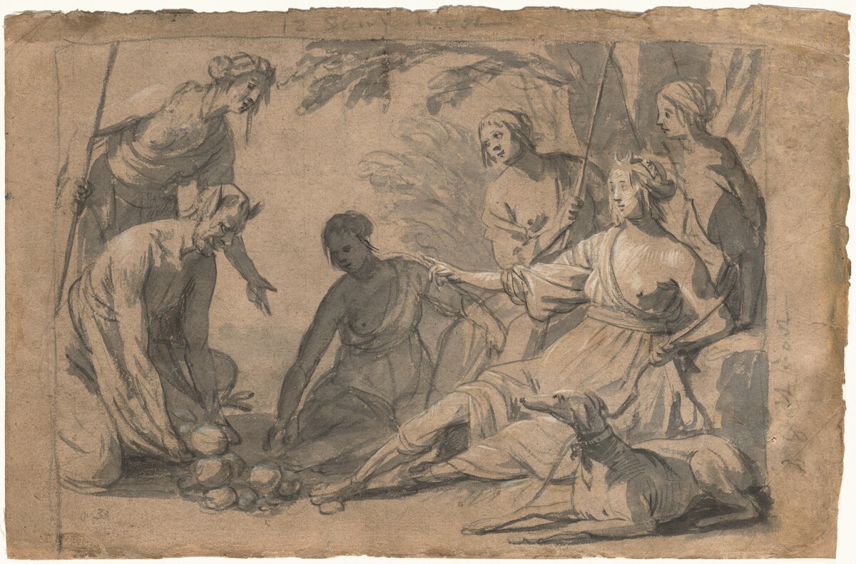Diana and Four Nymphs Receiving Gifts from a Satyr by Gerrit van Honthorst