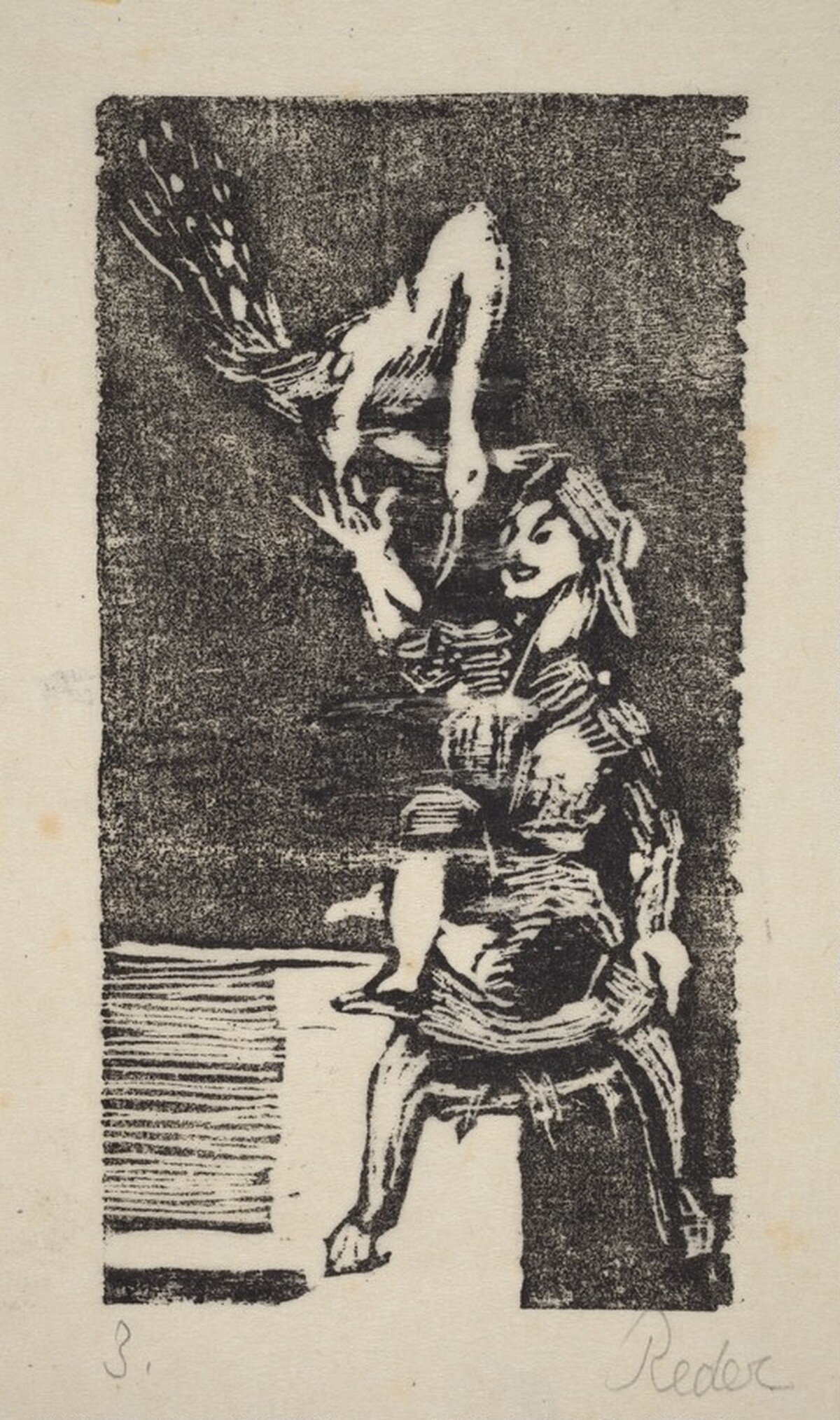 Woman and Peacock by Bernard Reder
