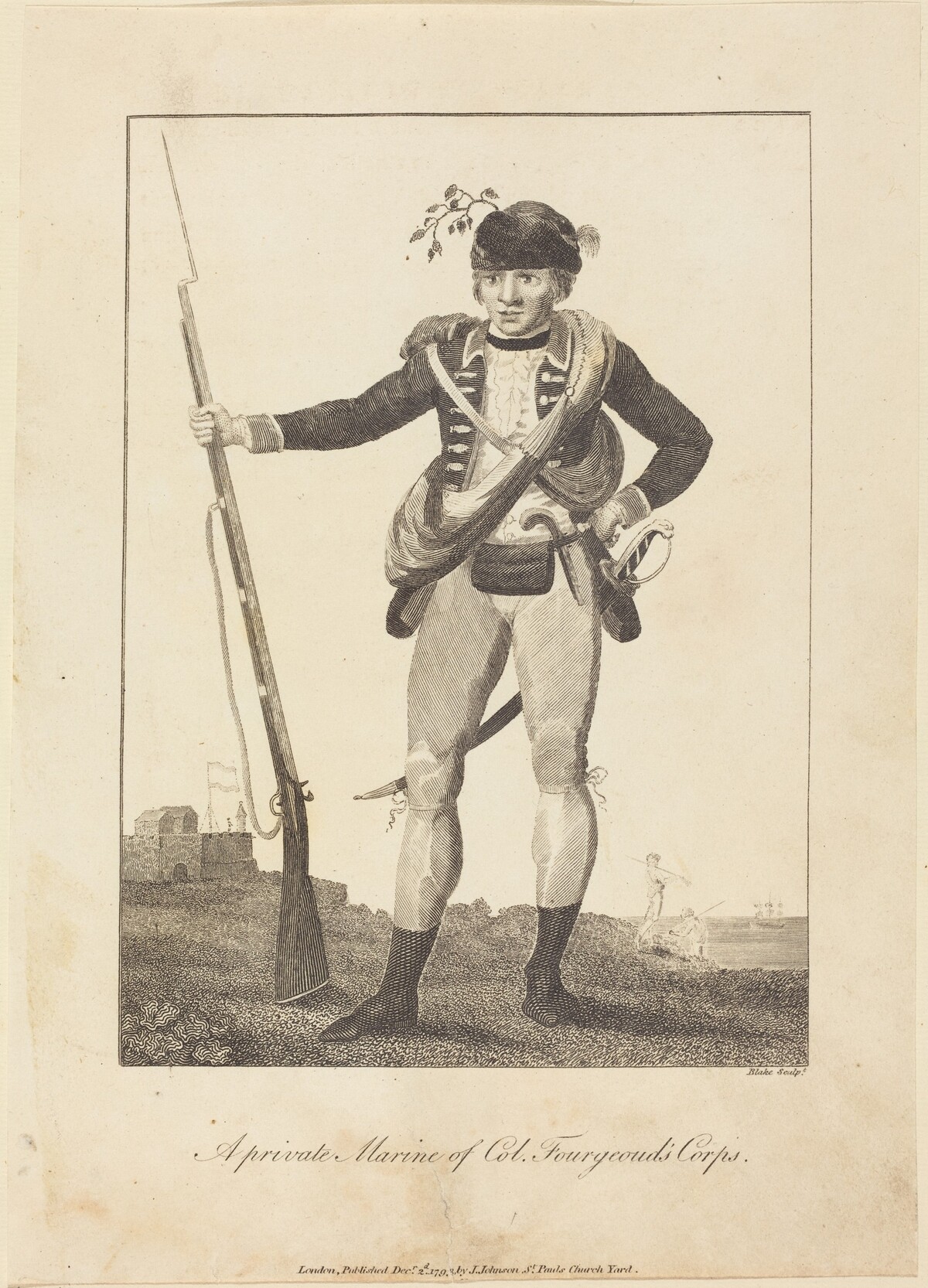 A private Marine of Col. Fourgeoud's Corps by William Blake after John Gabriel Stedman