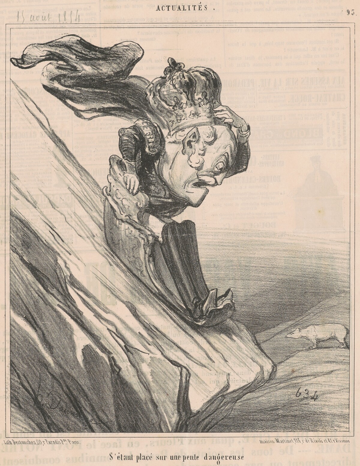 S'étant placé sur une pente dangereuse by Honoré Daumier