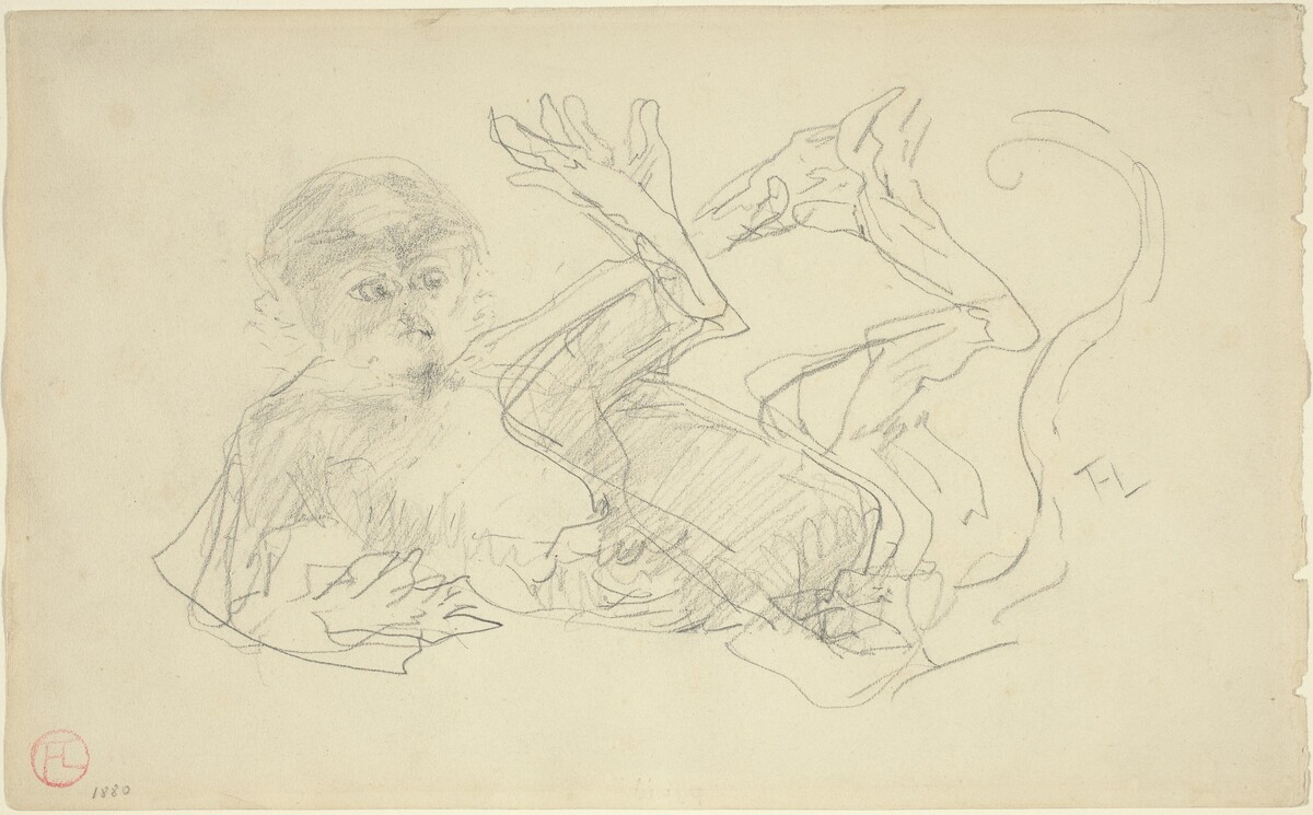 A Monkey Playing on His Back by Henri de Toulouse-Lautrec