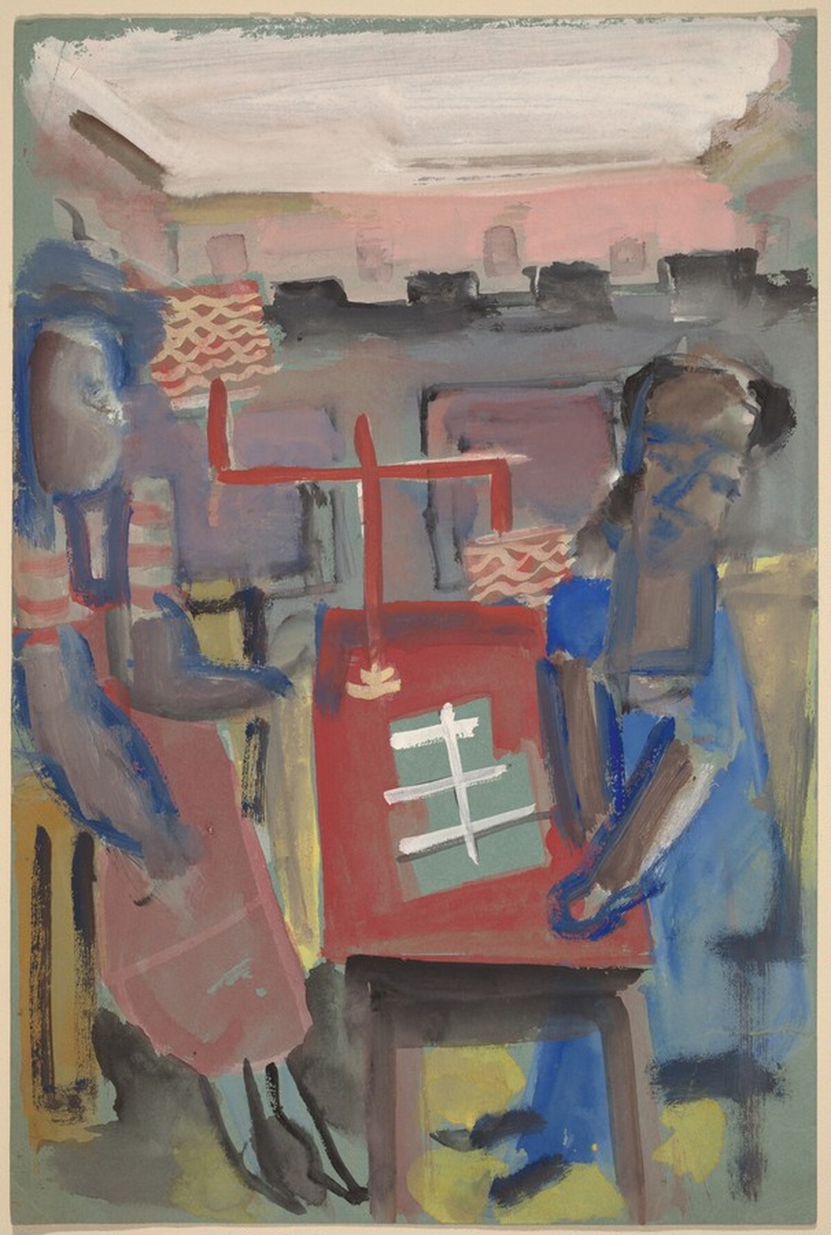 Two Figures Seated at a Red Table by Mark Rothko