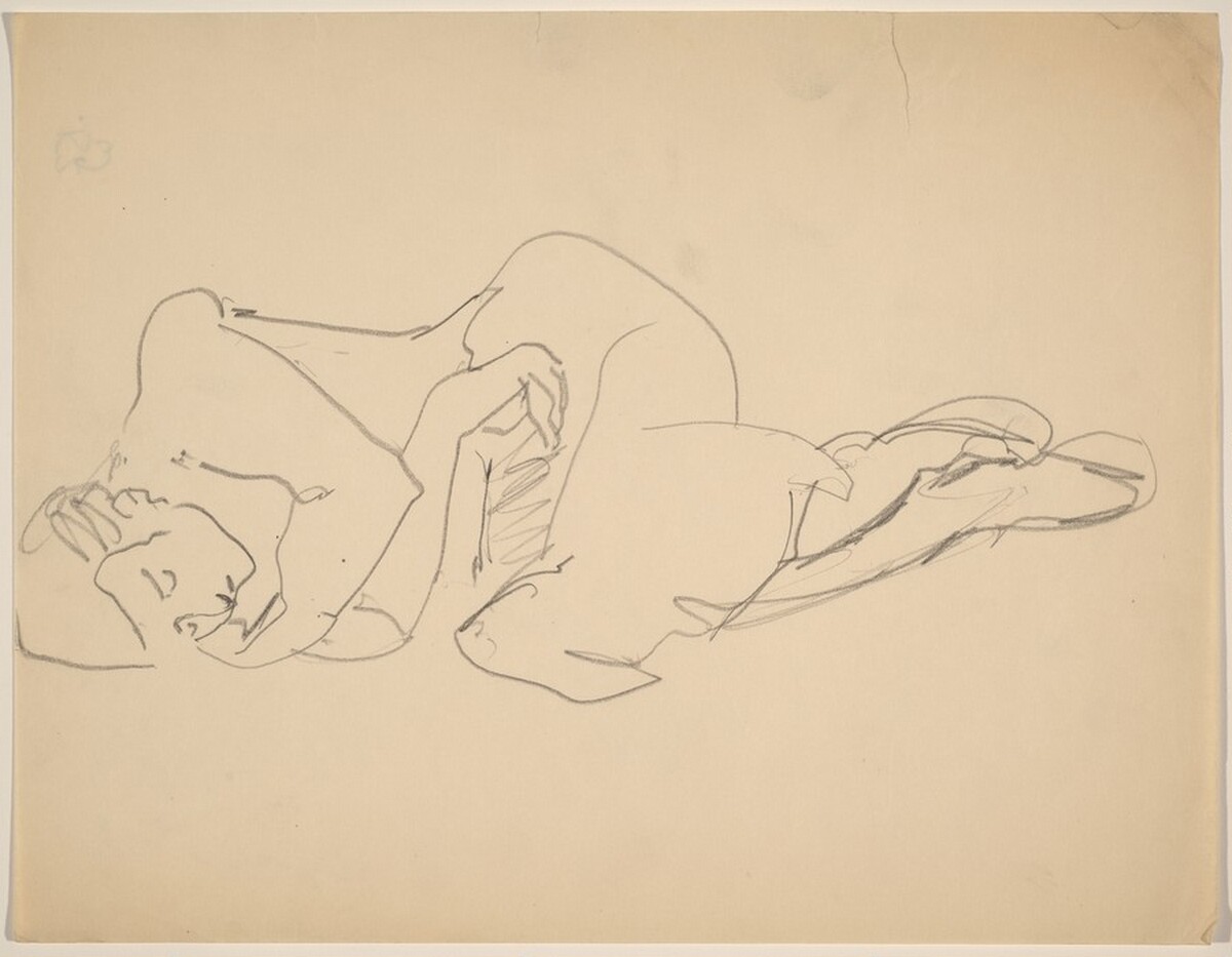 Woman Lying on Right Side, Left Arm Tucked beneath Face by Mark Rothko
