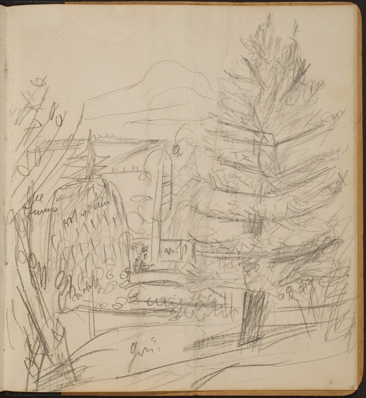 Landschaft mit Berg und Tannen (Landscape with Mountain and Fir Trees) [p. 35] by Max Beckmann