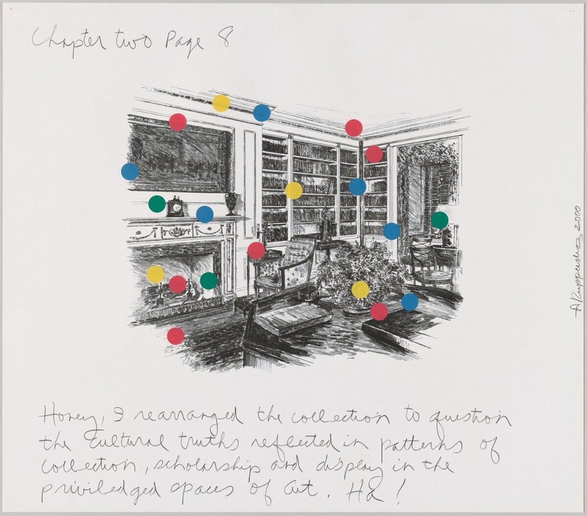 Honey I rearranged the collection to question the cultural truths reflected in patterns of collection, scholarship and display in the priviledged [sic] space of art. Ha! by Allen Ruppersberg