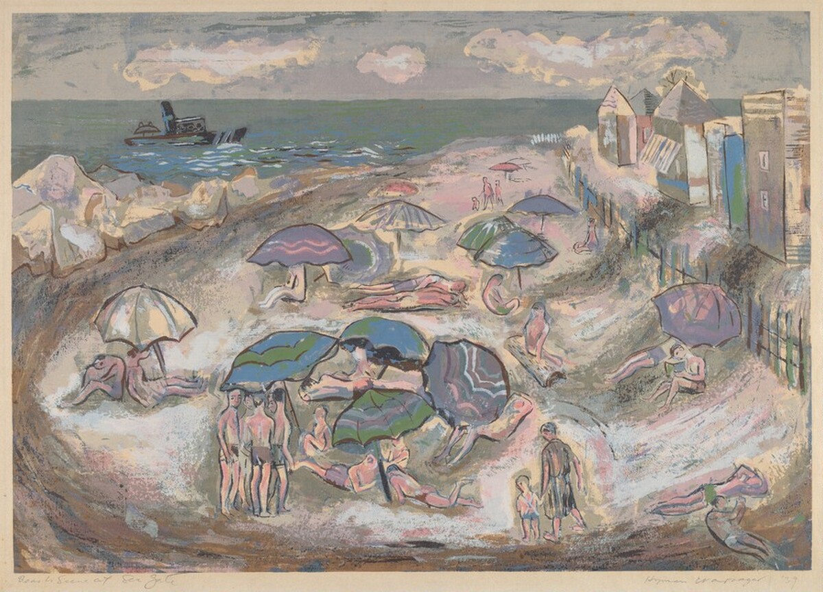 Beach Scene at Sea Gate by Hyman J. Warsager