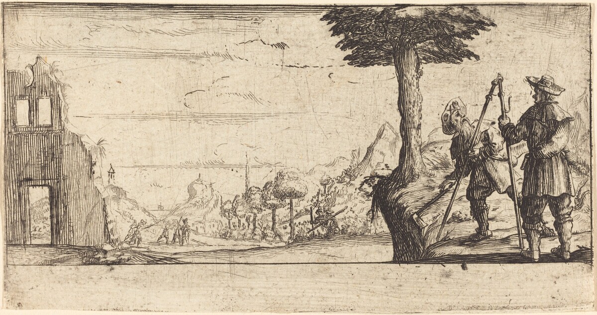 Landscape with Two Pilgrims by after Jacques Callot