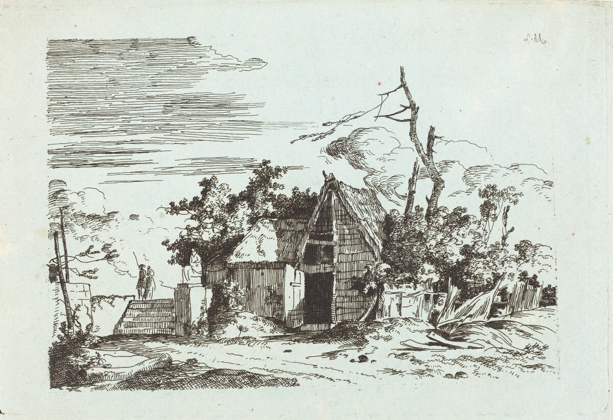A Rustic Barn by Louis Gabriel Moreau the Elder