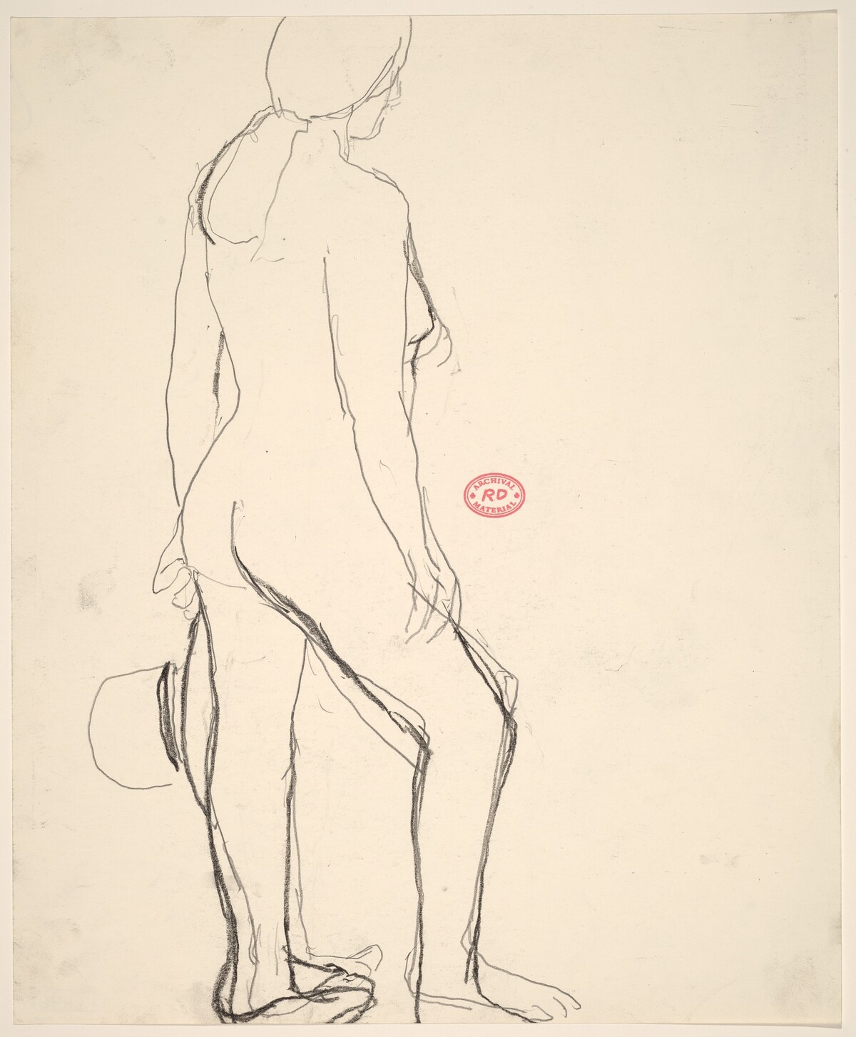 Untitled [standing female nude with hat in left hand] by Richard Diebenkorn