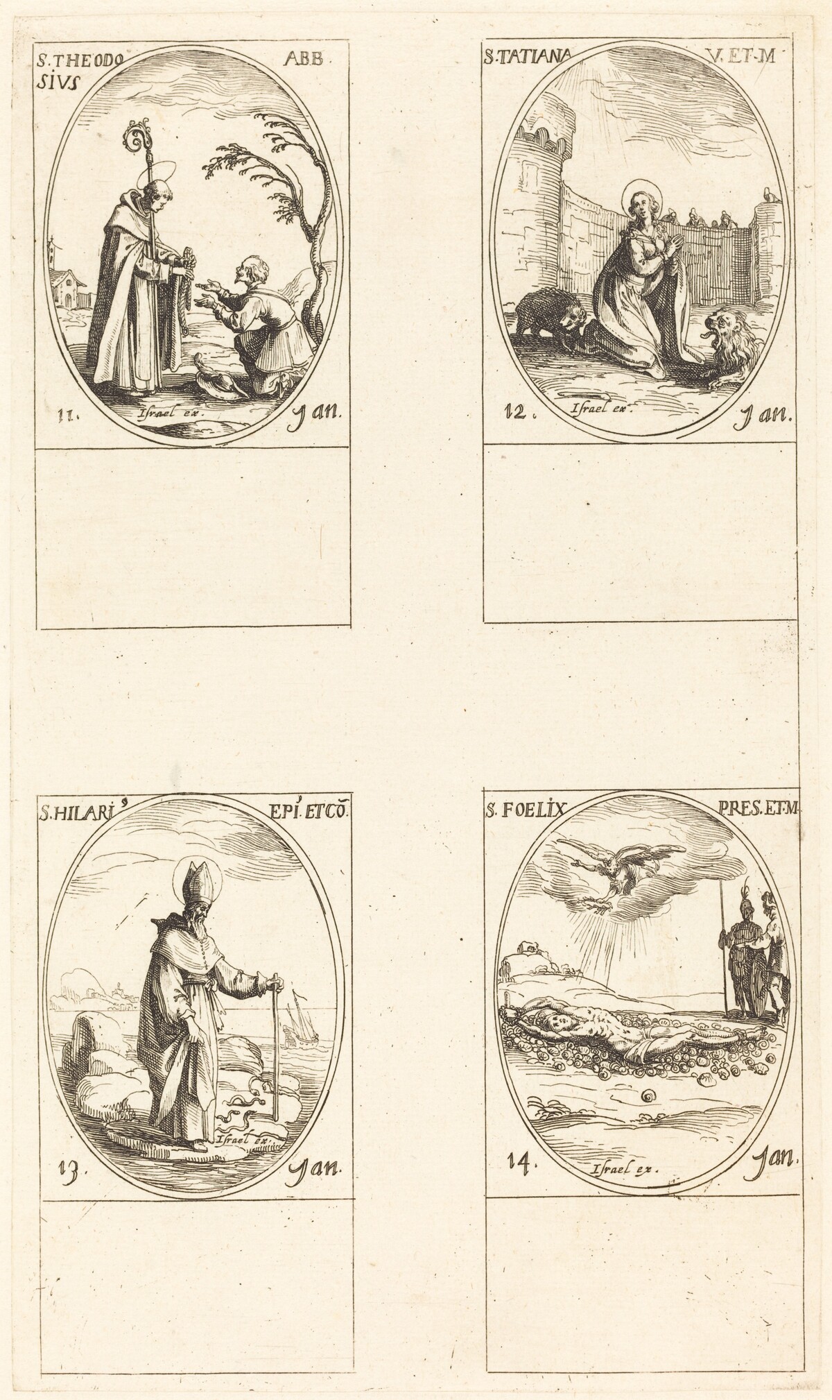 St. Theodosius; St. Tatiana; St. Hilary; St. Felix by Jacques Callot