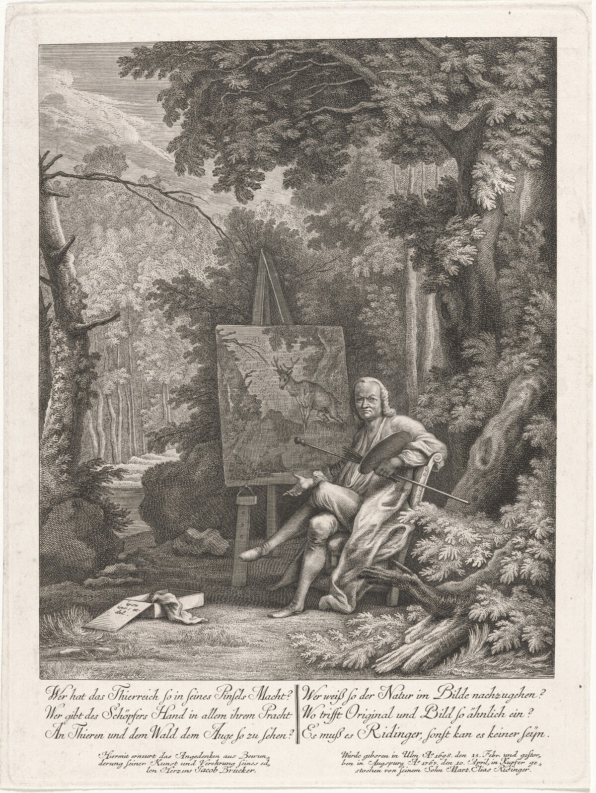 Self-Portrait of the Artist's Father in a Forest by Martin Elias Ridinger, after Johann Elias Ridinger