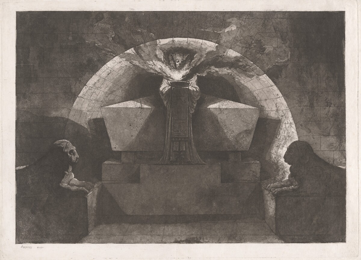 Tomb with Death Standing by Louis-Jean Desprez