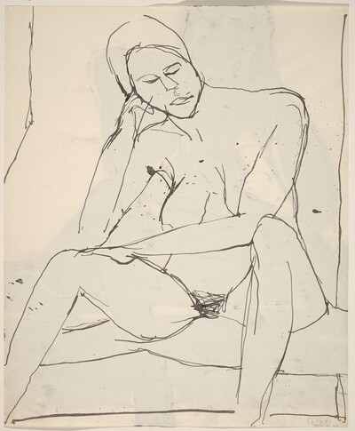 Untitled [seated nude resting her head on her right hand] [verso]