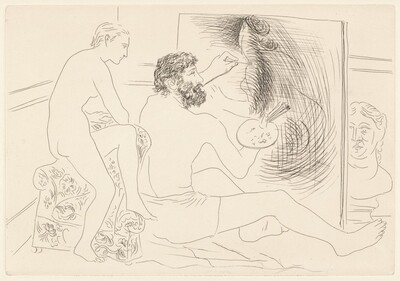 Peintre au travail observé par un modèle nu (Painter at Work Observed by a Nude Model)