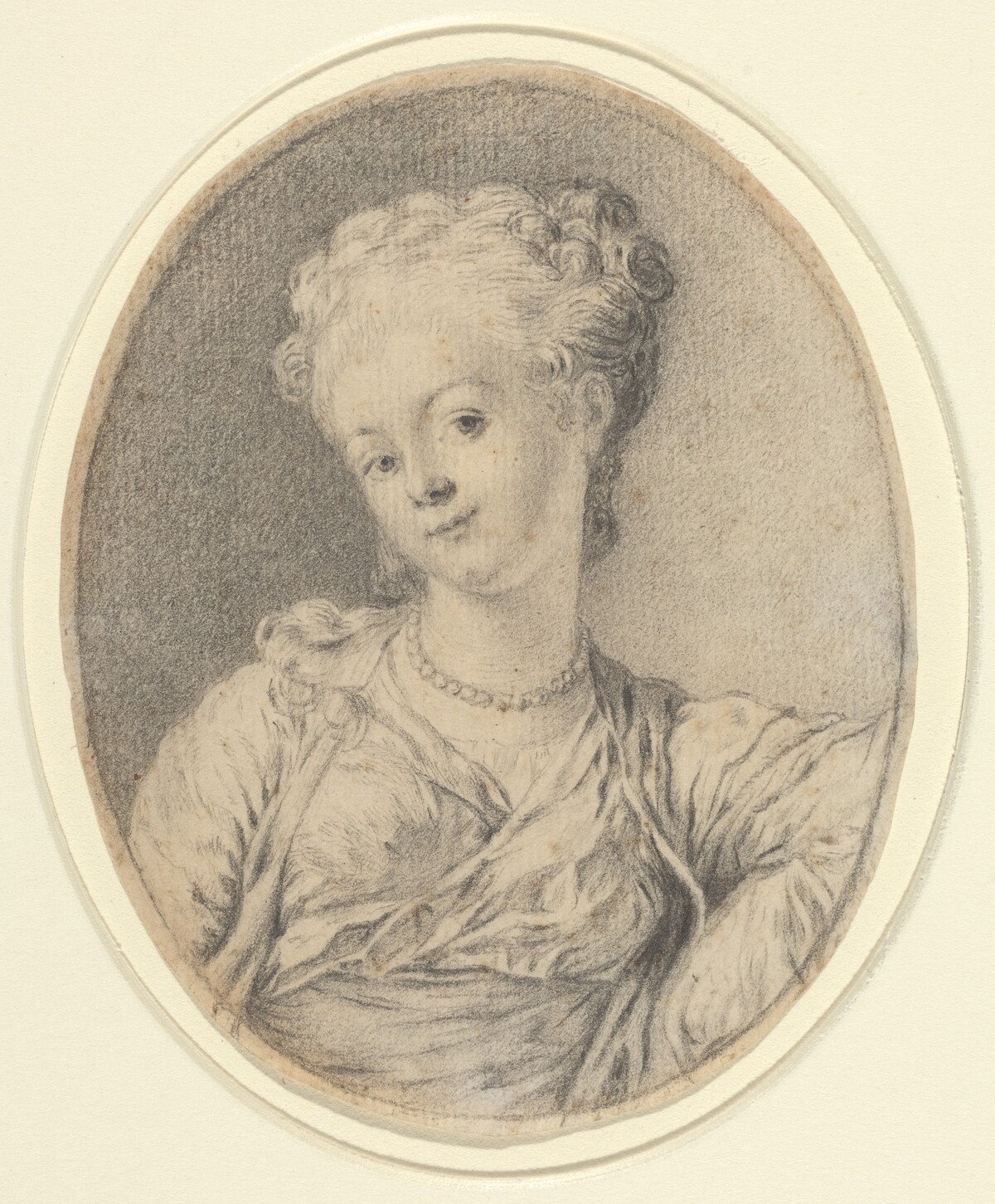 Lady's Head by Style of Gabriel Jacques de Saint-Aubin