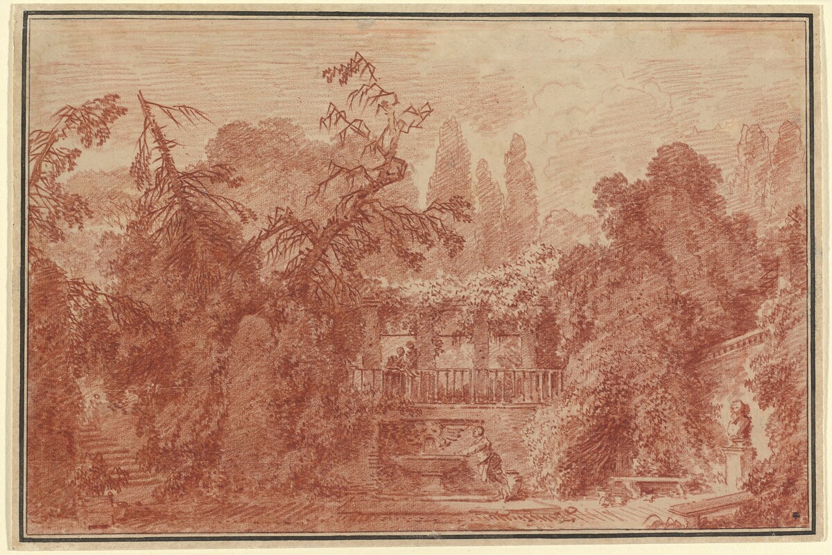 Terrace and Garden of an Italian Villa by Jean-Honoré Fragonard