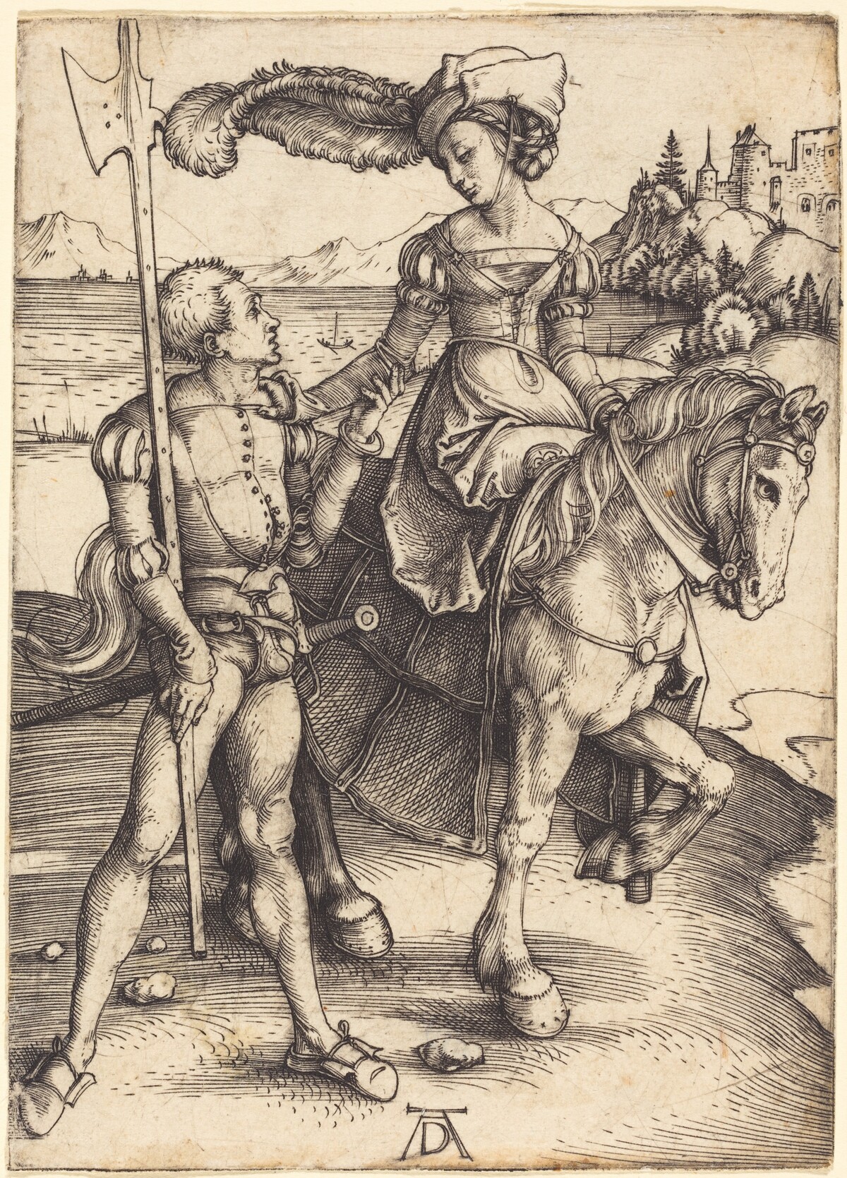 Lady on Horseback and the Lansquenet by Albrecht Dürer