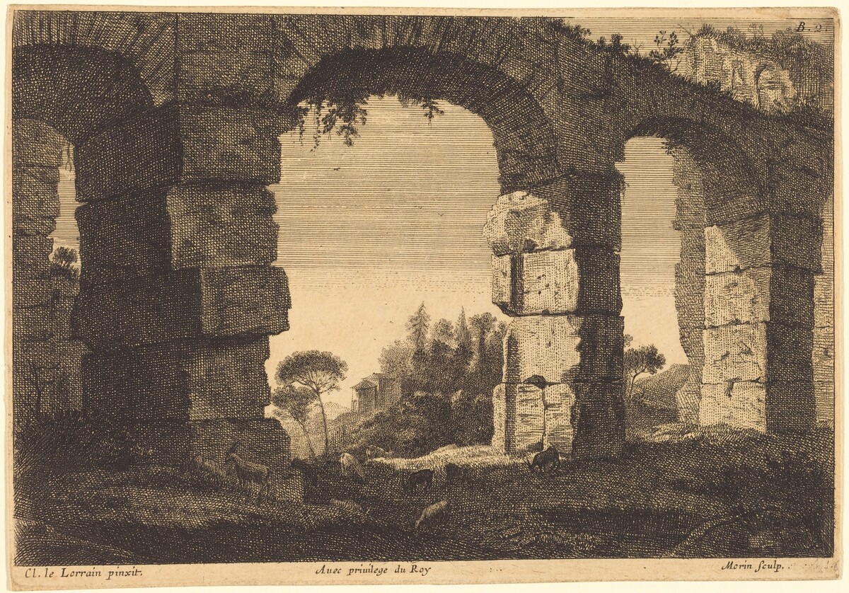 Ruins of an Aqueduct by Jean Morin after Claude Lorrain