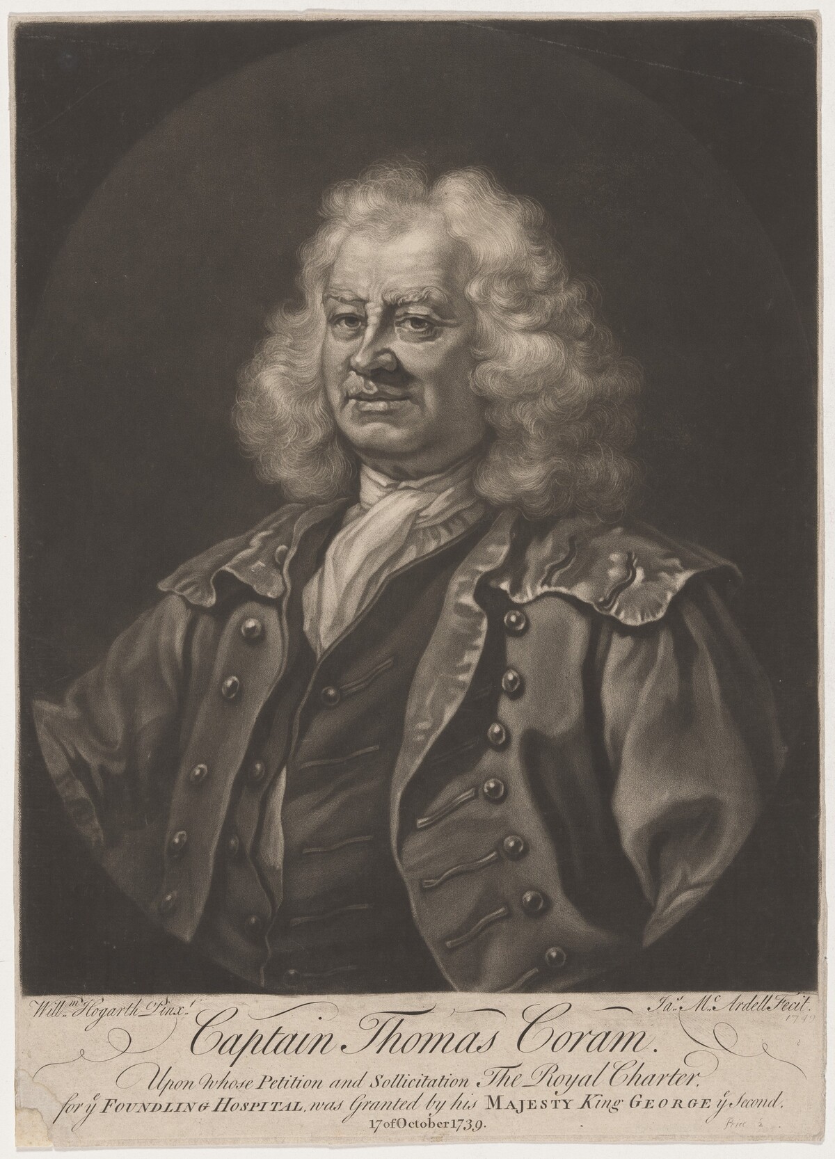 Captain Thomas Coram by James MacArdell after William Hogarth